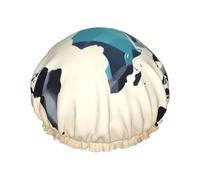 Abstract World Map Print Shower Cap, Shower Cap for Women Reusable, Waterproof Bath Cap,Quick Drying Bath Hair Cap