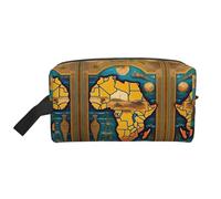 Abstract World Map Printed Multifunctional Storage Bag, Large Capacity Organizer Pouch for Gym and Weekend