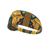 Abstract World Map Printing Double-Sided,Unisex Elastic Sports Headband,Ideal As A Gift For Sports-Loving Friends,Family