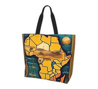Abstract World Map Shoulder Bag,Large Capacity Reusable Grocery Shopping Bag,Women'S Ultra-Light Handbag Tote Travel