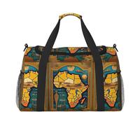 Abstract World Map Travel Duffel Bag with Zippers and Handles, Big Foldable Duffle Bag for Family Vacations