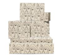 Abstract Wrapping Paper - 6 Sheets Modern Gift Wrap For Men Women Teens Friends - Birthday Christmas Wedding Anniversary - Minimalist Line Art Beige Design - Comes With Tags by Central 23