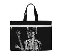 Abstract X-Ray Skull Skeleton Playing Guitar File Tote Bag For Women Canvas Laptop Bags Briefcase Lightweight Shoulder Purse Handbag For Office, Home, Travel