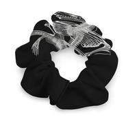 Abstract X-ray Skull Skeleton Playing Guitar Satin Scrunchies Elastic Hair Bands Exquisite Soft Jumbo Scrunchy Thick Fashion Hair Ties Cute Satin Hair Scrunchies for Women Hair Accessories Gift