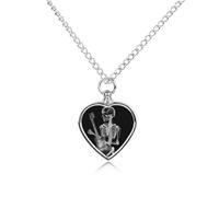 Abstract X-ray Skull Skeleton Playing Guitar Urn Necklace for Ashes, Personalized Heart Pet Cremation Jewelry, Cat Dog Urn Locket Pendant Keepsake Memorial Ash Jewelry Pendant for Pet Lovers & Gifts
