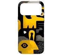 Abstract Yellow Black Faces Modern Art Pattern Case for iPhone 17 Pro Max