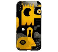 Abstract Yellow Black Faces Modern Art Pattern Case for iPhone XS Max