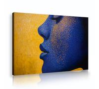 Abstract Yellow Canvas Wall Art Dreamy Close-Up of a Woman's Face Pictures Artwork Creative Prints for Living Room Bedroom Home Decor 65x100cm Innerframe