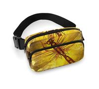 Abstract Yellow Dragonfly Fanny Pack for Women Men Waist Bag Belt Bag Adjustable Casual Bag for Travel Sports Hiking, white, 7.9x5.1inches