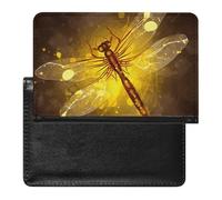 Abstract Yellow Dragonfly Passport Holder Passport Cover Protector Essentials with Credit Card Slots for Women Men