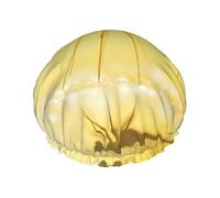 Abstract Yellow Dragonfly1 Print Reusable Shower Cap For Women Shower Caps With Double-Layer Elastic For Long Hair Bath