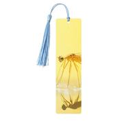 Abstract Yellow Dragonfly1 Print Wooden Bookmarks Tassel Bookmark Book Marks Reading Accessories,for Book Lovers Teachers