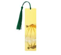 Abstract Yellow Dragonfly1 Print Wooden Bookmarks Tassel Bookmark Book Marks Reading Accessories,for Book Lovers Teachers
