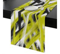 Abstract Yellow Waves Table Runner 48 Inches Long, Minimalist Yellow Black White Crossed Lines Washable Table Runners Heat-Insulation Kitchen Dining Table Decorations for Home Party Decor, 13"x48"