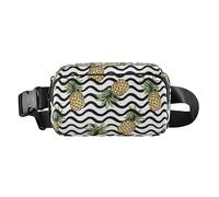 Abstract Yellow Waves Tropical Pineapple Hawaiian Elegant Cute Waist Bag for Women Men Teens Waterproof Zipper Waist Bag with Adjustable Strap for Travel, multi-coloured, 1 size, Waist Bag