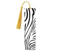 Abstract Zebra Print Bookmark Animal Wooden Bookmark with Tassel Book Mark for Women Men Reading Page Markers Gifts for Book Lovers