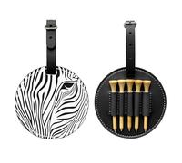 Abstract Zebra Print Golf Tee Holder Animal Leather Golf Tee Organizer Bag for Women Men Water-Resistant Great Gifts for Golfer Lovers