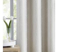 Abstractex 72'' L Greyish Ivory Moroccan Pattern Blackout Curtains for Bedroom Cream Geometric Jacquard Thermal Insulated Window Treatments for Nursery Living Room Eyelet Top 2 Panels, 54'' W
