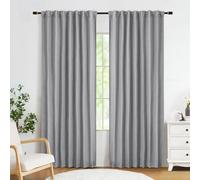 Abstractex Grey Full Blackout Curtains 90 Inch Long for Bedroom, Linen Textured Back Tab Thermal Insulated Drapes Rustic Farmhouse Rod Pocket Window Treatments for Living Dining Room 52" W 2 Panels