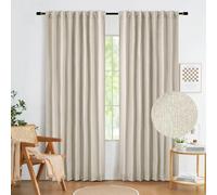 Abstractex Natural Full Blackout Curtains 54 Inch Long, Beige Burlap Linen Textured Farmhouse Back Tab Rod Pocket Thermal Insulated Window Treatment for Bedroom Living Room, 52" W 2 Panels
