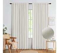 Abstractex Natural Ivory Blackout Curtains 54 Inch Long, Burlap Linen Textured Modern Thermal Insulated Rustic Farmhouse Back Tab Window Treatment for Bedroom Living Room Dining 52" W 2 Pcs