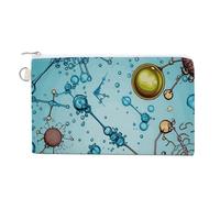 Abstraction Biology Chemistry Coin Purse Canvas Wallet with Zipper Portable Mini Change Pouch Cute Money Pouch Small Organizer Coin Card Key Holder for Women Girls Daily Use Gift