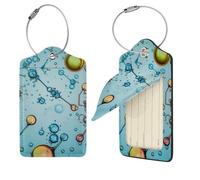 Abstraction Biology Chemistry Luggage Tag for Suitcase PU Leather Suitcase Tag with Stainless Steel Loop and Address Card Baggage Tags Cute Bag Name Travel Tags ID Labels for Women Men, Black, 1