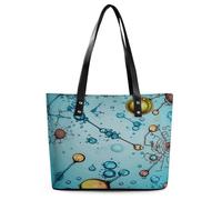 Abstraction Biology Chemistry Tote Bag Large Soft Leather Purse with Zipper Lightweight Ladies Shoulder Handbag