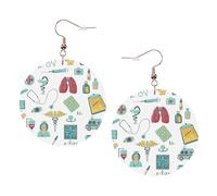 Abstraction Biology Chemistry4 Leather Round Earrings Daily Accessories Working At Work Women'S Fashion