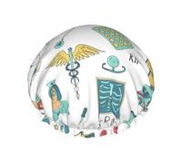 abstraction biology chemistry4 Print Double Layers Shower Cap Bathing Shower Caps Ladies Men Shower Caps Salon Home Use