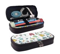 Abstraction Biology Chemistry4 Print Leather Flap Cosmetic Case, Cosmetic Bag, Zipper Storage Bag, Leather Flap Stationery Bag, Black, One Size