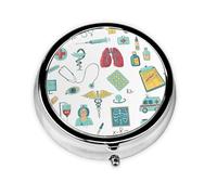 Abstraction Biology chemistry4 Print Round Mini Medicine Storage Box Round Mini Pill Box,Portable Pill Box 3 Compartment
