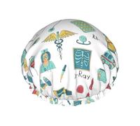 abstraction biology chemistry4 Print Shower Cap - Reusable Hair Protection, Double Layer, Adjustable Elastic Strap, Travel Essential