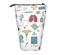 Abstraction Biology Chemistry4 Print Standing Pencil Case Telescopic Pencil Bag Pop Up Pencil Pouch Pen Pouch Makeup Cosmetics Bag