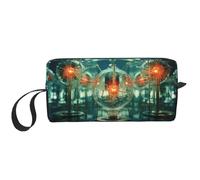 abstraction biology chemistry4 print Travel Toiletry Pouch, Pencil Bag Canvas Makeup Bag, Multi-Purpose Cosmetic Bag with Zipper, White, One Size
