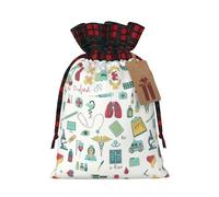 Abstraction Biology Chemistry4 Printing Color Matching Plaid Christmas Bag With Drawstring,4.7x6.9 In For Christmas Halloween