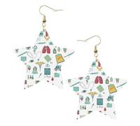 abstraction biology chemistry4 Statement Earrings for Women, Star Drop Earrings, Elegant Dangle Jewelry for Formal Gatherings