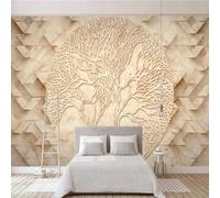Abstraction Relief Art Tree Geometry Three Dimensional 3D Wallpaper Textured Silk Easy Install Living Room Sofa Bedroom Dining Room Home Decoration Wall-400cm×280cm
