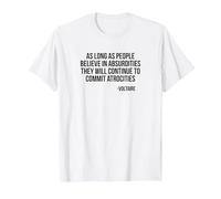 Absurdities and Atrocities Voltaire Light T-Shirt, Men, White, Large