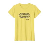 Absurdities and Atrocities Voltaire Light T-Shirt, Women, Lemon Yellow, XX-Large
