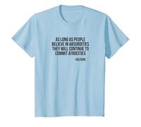 Absurdities and Atrocities Voltaire Light T-Shirt, Youth, Baby Blue, Small