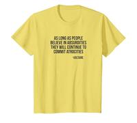 Absurdities and Atrocities Voltaire Light T-Shirt, Youth, Lemon Yellow, Medium
