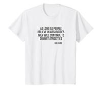 Absurdities and Atrocities Voltaire Light T-Shirt, Youth, White, Large