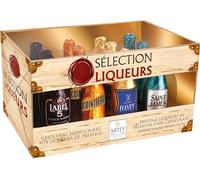 ABTEY Casier Selection Chocolate Liqueurs 155g - Label 5® Whiskey, Cointreau®, St James® Rum & Bayet Cognac - 12 Assorted Chocolate Liqueurs Bottles in a Crate