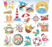 ABTOLS 20 Pcs Summer Cruise Door Magnets Decorations, Tropical Hawaii Ship Car Refrigerator Magnets Stickers Ice Cream Beach Flamingo Cabin Magnet for Carnival Party Decor