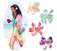 ABTOLS 4pcs Hawaiian Flower Hair Clips for Women, Colorful Artificial Summer Tropical Flower Clips Plumeria Hibiscus Claw Clip for Beach Vacation Party Boho Hair Accessories