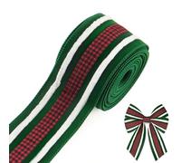 ABTOLS Christmas Wired Edge Ribbons, 2.5" 10 Yards Red Black Plaid Burlap Ribbon Vintage Green White Stripe Velvet Ribbons for Xmas Farmhouse Decor New Year DIY Crafts Wreaths Bow