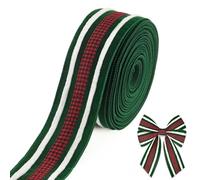 ABTOLS Christmas Wired Edge Ribbons, 2.5" 25 Yards Red Black Plaid Burlap Ribbon Vintage Green White Stripe Velvet Ribbons for Xmas Farmhouse Decor New Year DIY Crafts Wreaths Bow
