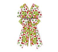 ABTOLS Large Christmas Bows for Wreath, Red Green Glitter Dot Wreath Bows Christmas Candy Bows for Front Door, Xmas Burlap Tree Topper Bows for Christmas Indoor Outdoor Decor