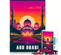 Abu Dhabi Grand Mosque Art Poster 1000 Piece Jigsaw Puzzle for Adults Logic Play Smooth Thick Family Enjoyable Home Art (38x52cm)